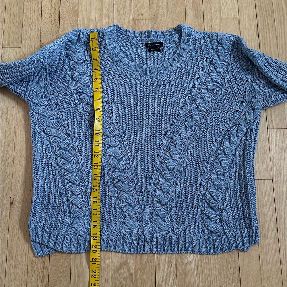 5 for $25 // Massimo Dutti light blue 3/4 sleeves knit fisherman sweater medium - Picture 5 of 7